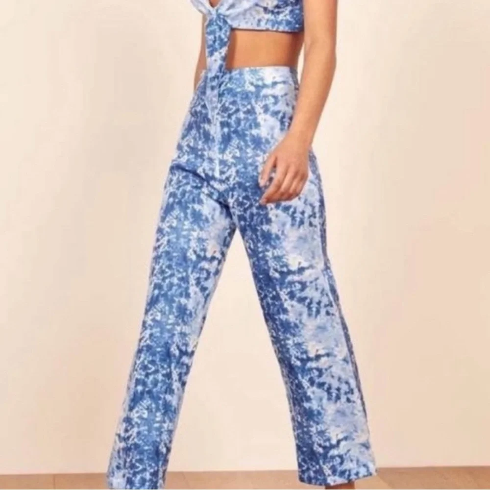REFORMATION Fawn Linen Pants Tie Dye
